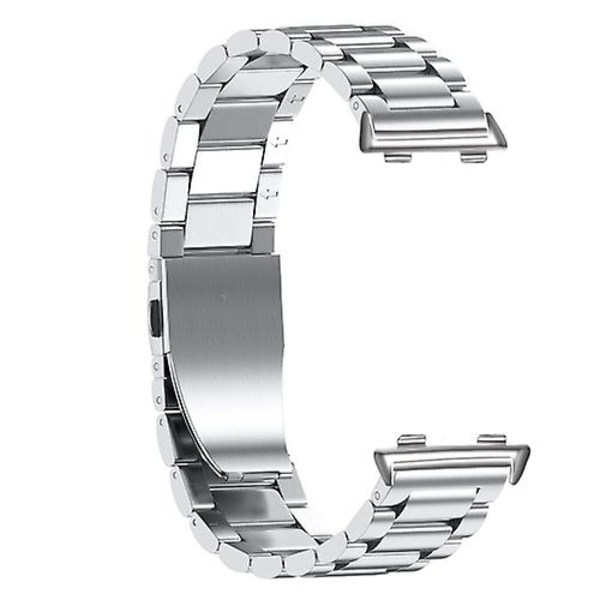 För Oppo Watch 41mm Three-beads Steel Watch Band Silver