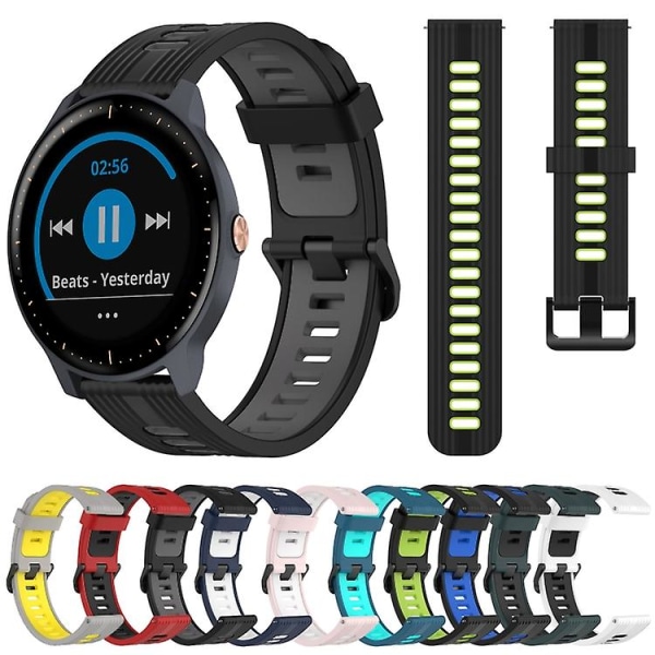 Til Garmin Vivoactive 3 Music 20 mm lodret mønster tofarvet silikoneurrem Black-Grey