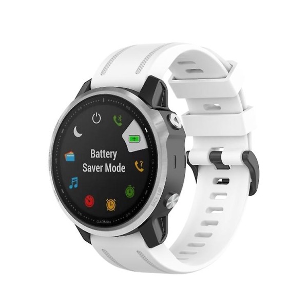 Til Garmin Fenix ​​7s 20 mm ensfarvet silikone Quick Release Urbånd White