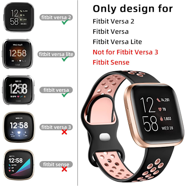 Dubbelfärgad mjuk silikonarmband för Fitbit Versa 2/Versa