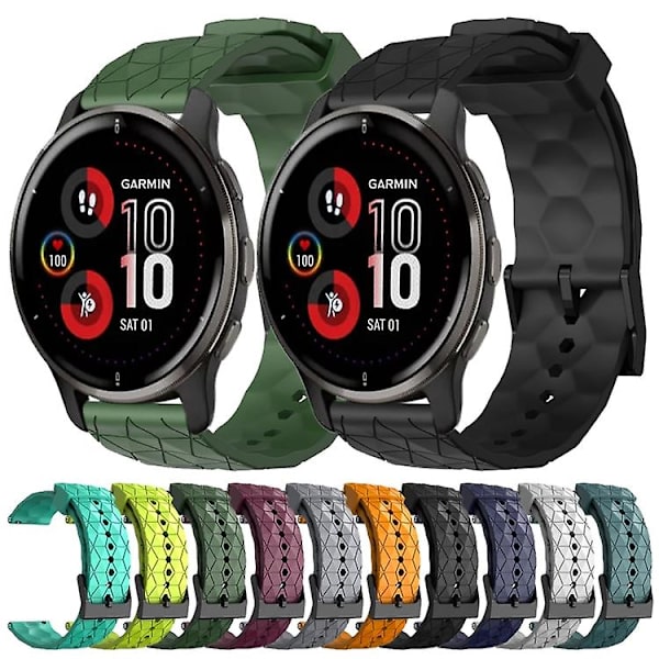 Til Garmin Venu 2 Plus 20 mm fodboldmønster ensfarvet silikoneurrem White