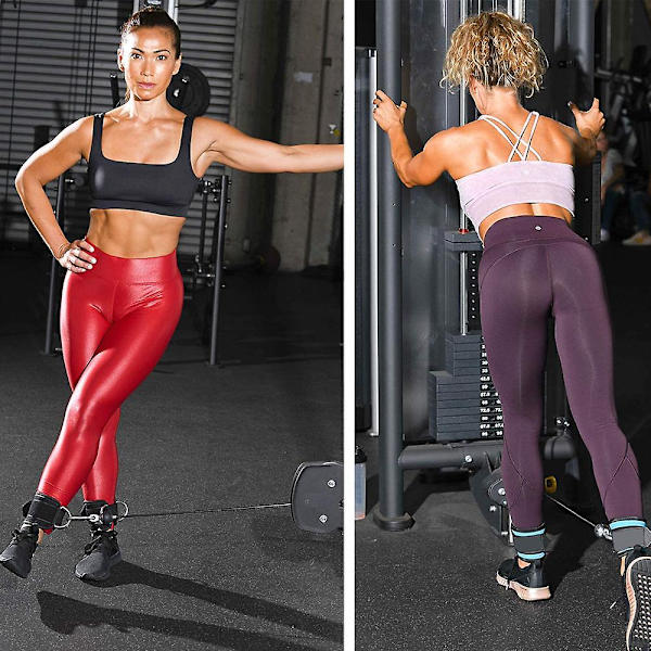 Ankelrem til kabelmaskiner til kickbacks, glutetræning, benforlængelser, curls og hofteabduktorer til mænd og kvinder, justerbar neoprenstøtte Rose red
