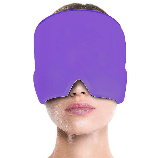 Gel Varm och Kall Terapi Huvudvärk Migrän Relief Mössa För Chemo, Sinus, Nacke Bärbar Wrap Stress Tryck Smärta Massage PURPLE SET