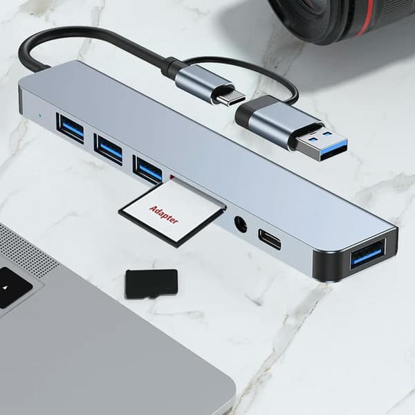Feylan 8-i-2 USB HUB 3.0 USB C HUB Dock Station 5 Gbps höghastighetsöverföring USB Splitter Typ C till USB OTG-adapter för Macbook Pro 5-IN-2