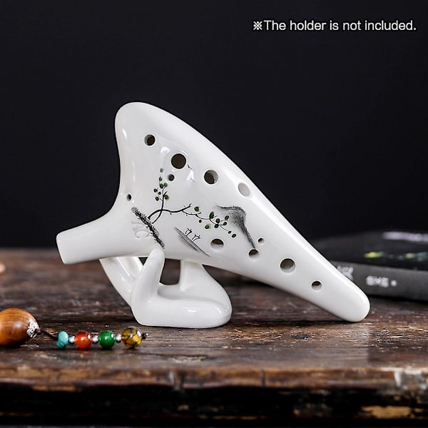 12 hull Rundt hode Keramisk Ocarina Alto C Håndmalt musikkinstrument med snormusikkpartitur Beskyttelsesveske for musikkelsker og -lærer Landscape