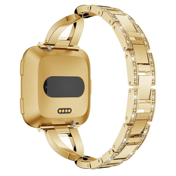 X-formet diamantbesat urbånd i massivt rustfrit stål til Fitbit Versa Lite Gold