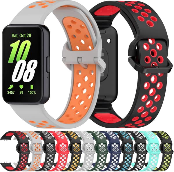 Stropp for Samsung Galaxy Fit 3 R390 Tofarget silikonstropp (Grå Hvit)
