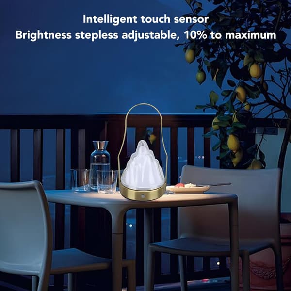 Bærbar LED-bordlampe med håndtak, berøringskontroll, USB oppladbar, 3 lysmoduser