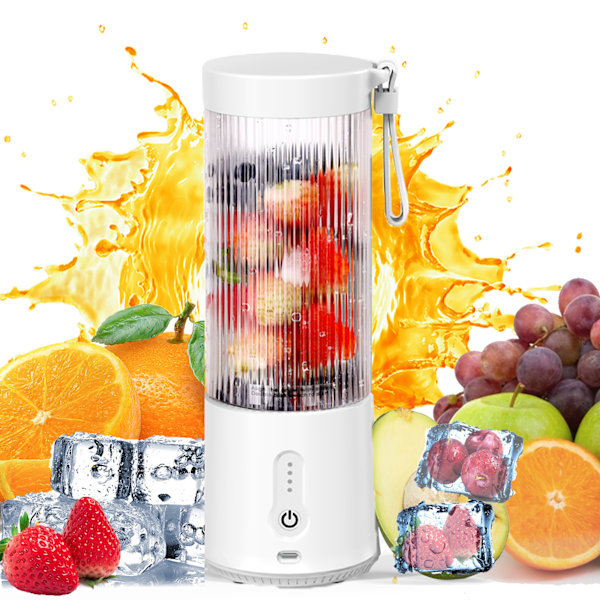 Bærbar blender til shakes og smoothies med 6 knive hvid