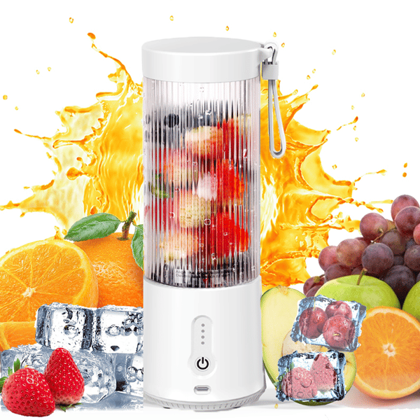 Bärbar mixer för shakes och smoothies med 6 blad vit