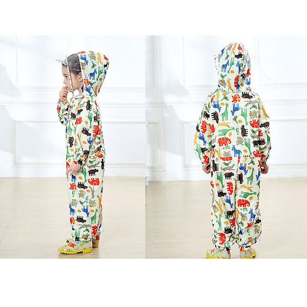 Polyester Sødt Mønster Børne Regnfrakke Vandtæt Vindtæt One Piece Regnfrakke beige s
