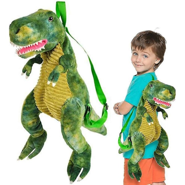 Plysj T-rex Ryggsekk for Barn Dinosaur Bag Med Justerbare Stropper Og Glidelås Shznv