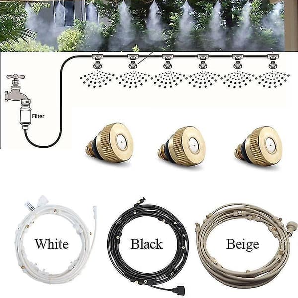Udendørs dugsystemsæt Sprinkler Messingdyse Vandkøling Mist Have Beige 12m