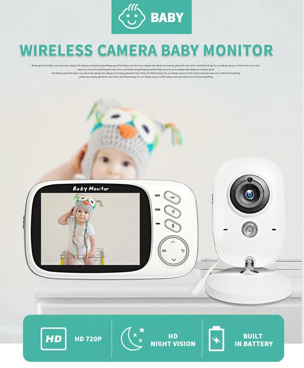 Babyalarm VB603 3,2 tommer LCD-skærm Nattesyn Tovejs stemmeintercomfunktion