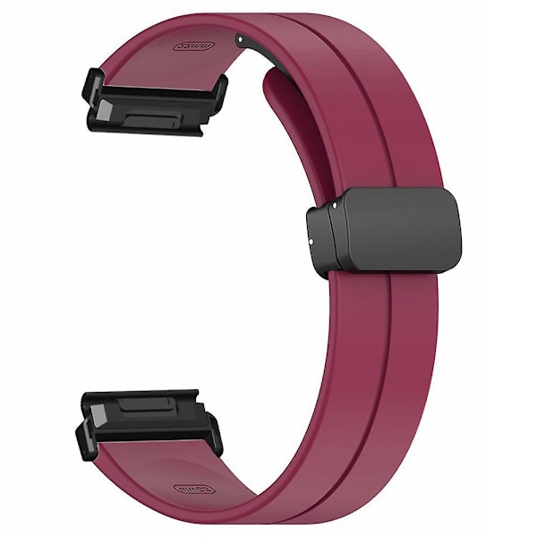 Til Garmin Fenix 7 / 6 / 5 22mm Rem til håndled Fleksibelt silikoneur med magnetisk spænde Wine Red
