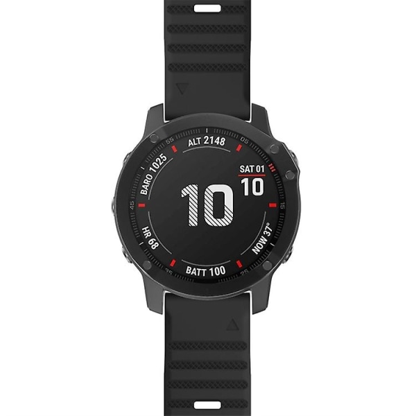 Til Garmin Fenix ​​6x 26mm Silikone Smart Watch Band Black