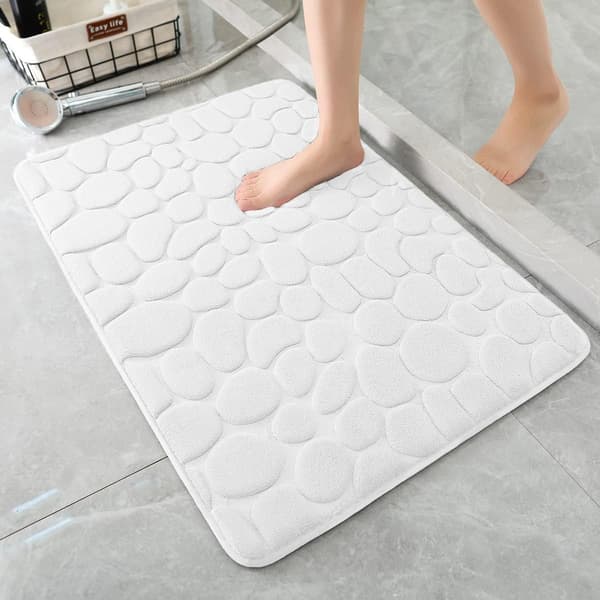 Korallfleece baderomsmatte, sklisikker og absorberende (hvit/40x60cm)