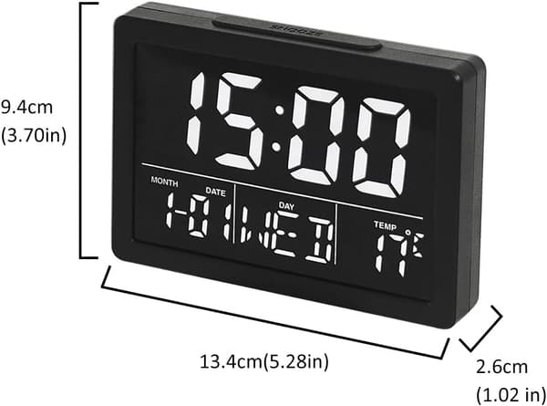 Väckarklocka 5.3\" LCD-skärm Tid Datum Vecka Temperaturvisning
