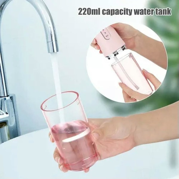 Bærbar mundskylle - 3 tilstande - USB-genopladelig - 4 dyser - Pink