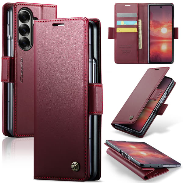 Kotelo Samsung Galaxy Z Fold8 Ultralle, PU-nahkaa korttipaikalla Red
