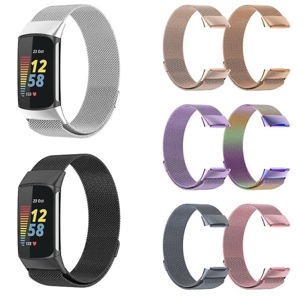 Milano Magnetic Metal Watch Band For Fitbit Charge 5 Black