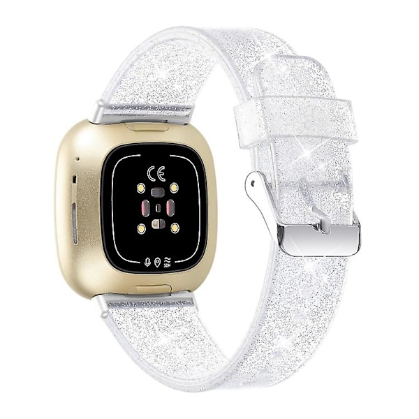 For Fitbit Versa 3 Glitter Powder Silicone Watch Band White