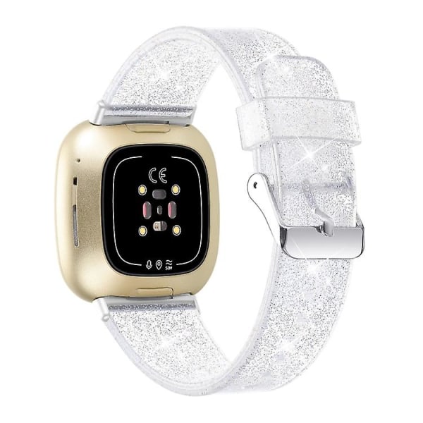Til Fitbit Versa 3 Glitter Powder Silikone Watch Band White