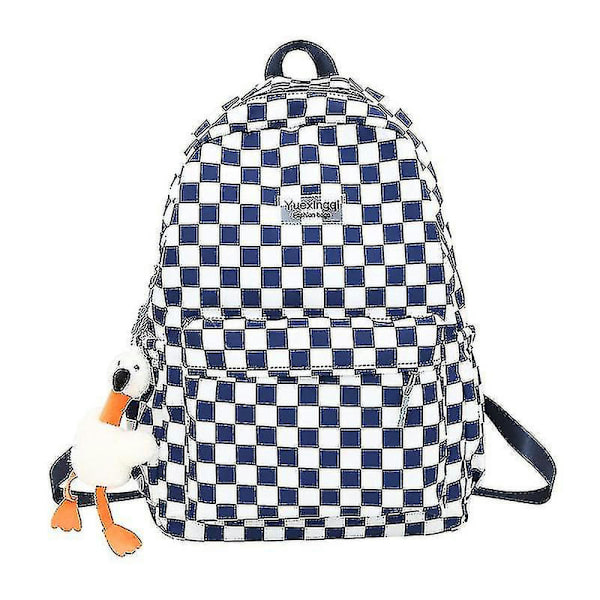 Ruutukuvioinen reppu kouluun miehille ja naisille Shznv blue