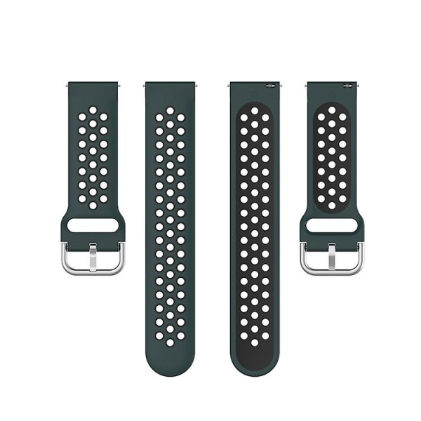 För Fitbit Versa 2 / Versa Lite / Blaze 23mm Sports Tvåfärgs Silikonersättningsrem Klockband Olive Green Black