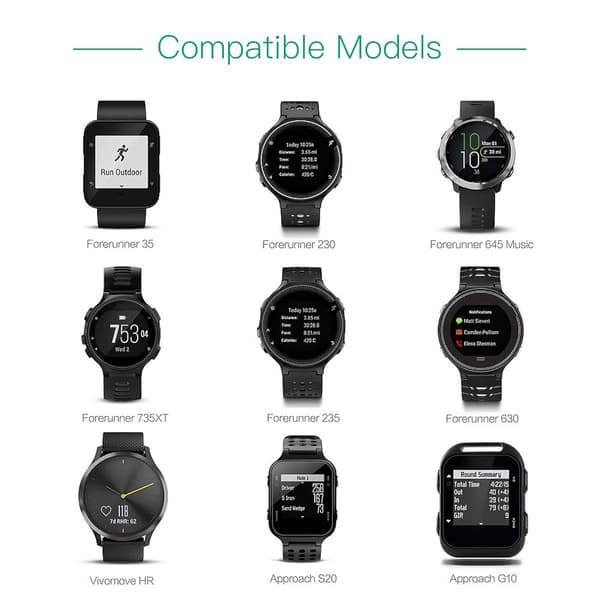 Lader for Garmin Watch Lader Laderkabel 2 Pakker