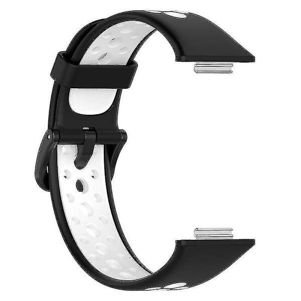 Dubbelsidig silikonersättningsarmband för Huawei Watch Fit 2/Watch Fit 2 Active Black White Style B