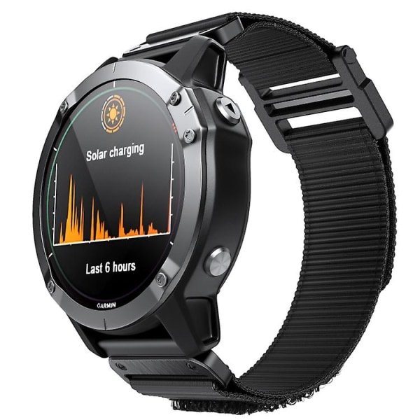 Til Garmin Fenix ​​6x / 5x 26mm krog-og-løkkebefæstelse nylonurrem Black