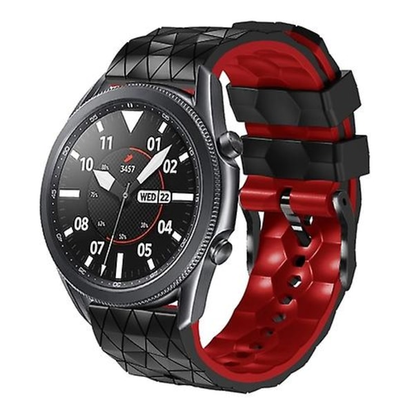 For Ticwatch Pro 2020 22 mm fotballmønster tofarget silikonstropp Black-Red