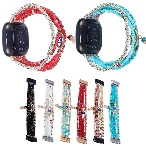 För Fitbit Versa 3 / Sense Eye Bead Chain Watch Band