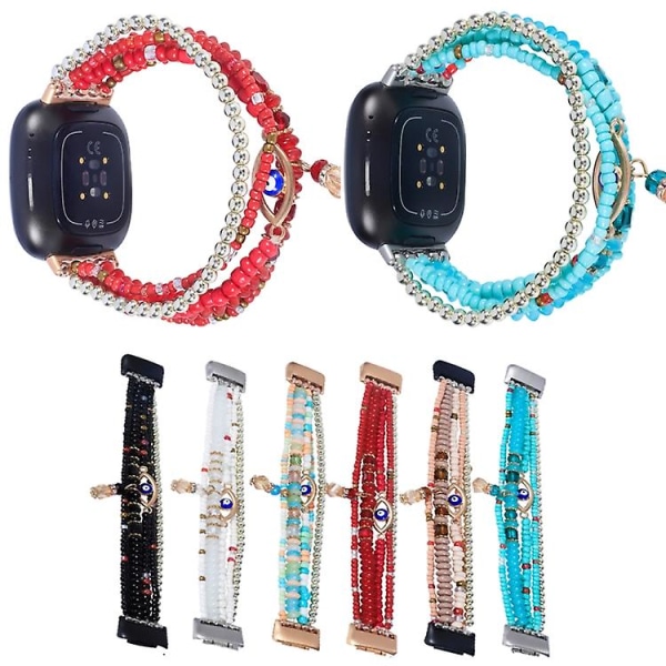 For Fitbit Versa 3 / Sense Eye Bead Chain Watch Band