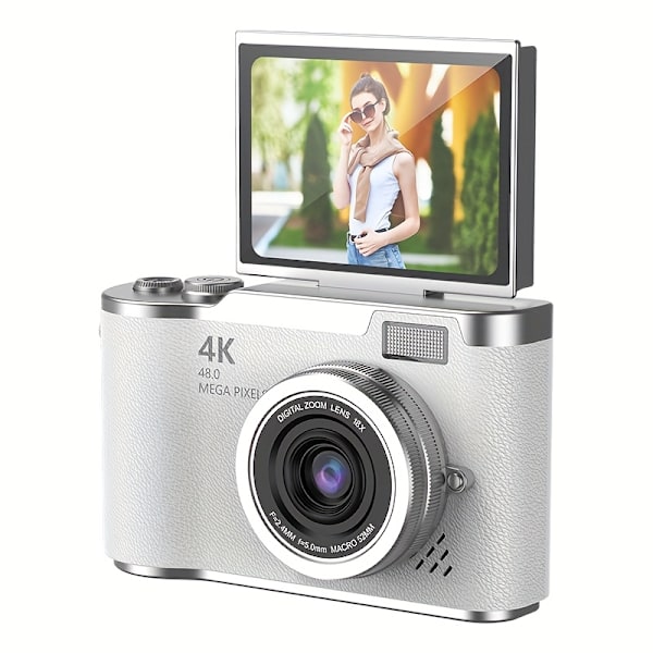 Digitalkamera 4K HD-kamera med 2,4 tums skärm silver