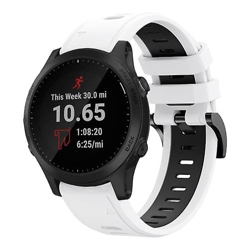 För Garmin Forerunner 945 22mm Tvåfärgad watch i silikon White-Black