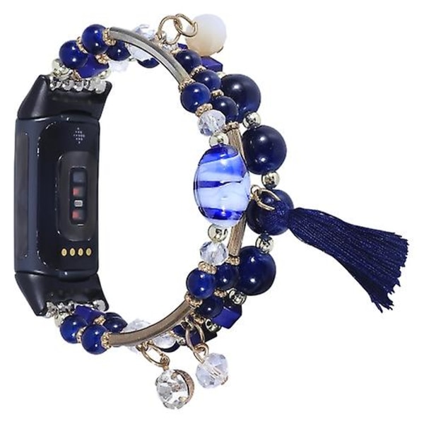 Til Fitbit Charge 5 Round Bead Chain Watch Band Blue