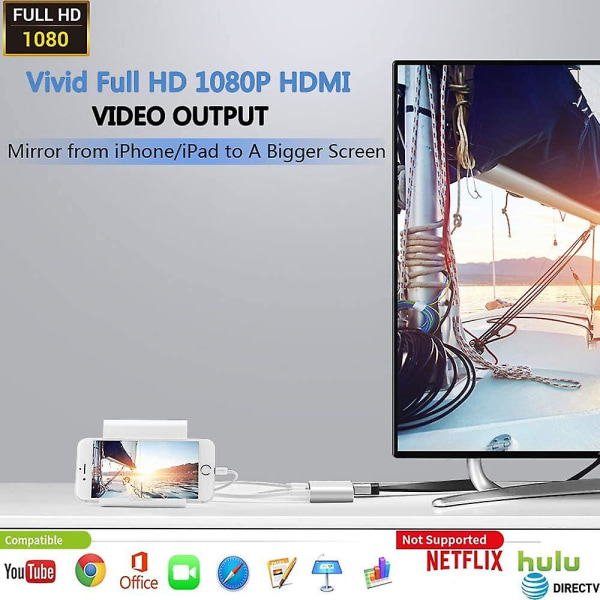 Lightning Hub Ipad-sovitin, 6-in-1 Lightning-HDMI-digitaali-AV-muunnin, Tf- ja Sd-kortinlukija, USB kamerasovitin, power