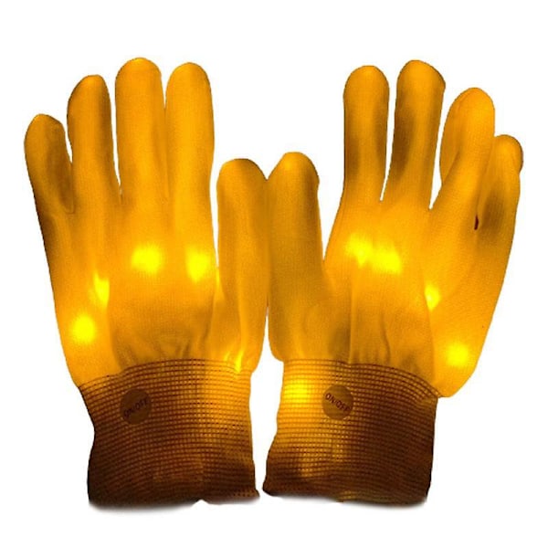 Electro LED Fingers Flashing Gloves Light Up Lighting Glow Xmas Rave Party Yellow