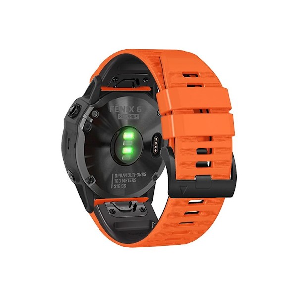 Rem för Garmin Fenix 7/7X/6/6X/5/5X 22Mm Tvåfärgad Silikonklocka Rem Orange Svart