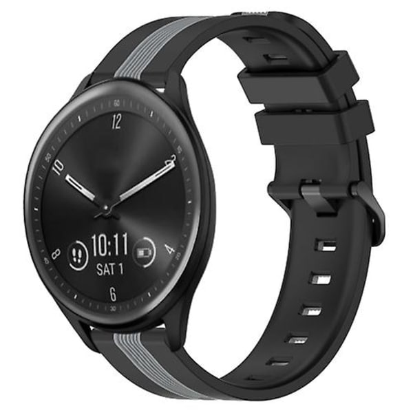 For Garmin Vivomove Sport 20 mm vertikal tofarget silikonklokkerem Black-Grey
