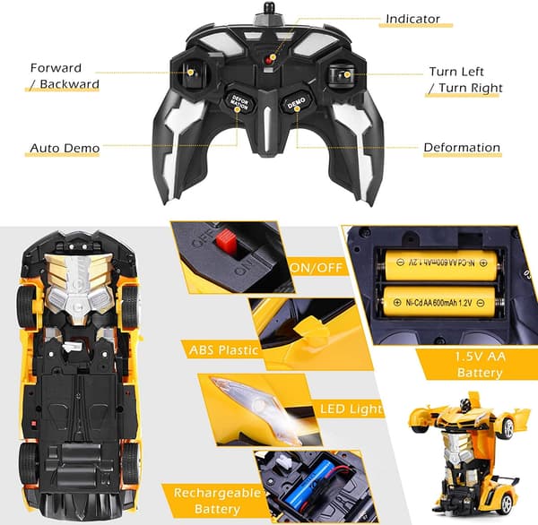 Fjernstyrte biler Transformer Robot RC Biler En-knapps deformasjon og 360 graders roterende drifting