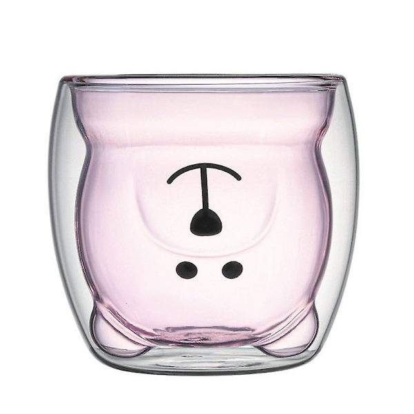 Tegneserie Bjørn Kop Dobbelt Lag Transparent Glas Kopper Kaffe Krus Par Gaver Purple