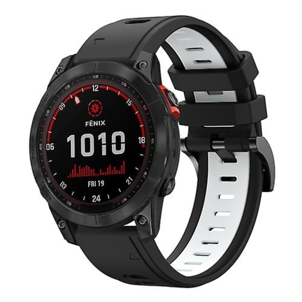 Garmin Fenix ​​7 Solar 22 mm:n kaksivärinen urheilusilikoninen watch Black-White