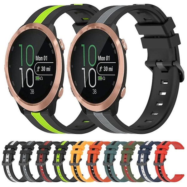 Til Garmin Forerunner 645 Music 20 mm lodret tofarvet silikoneurrem Green-Black