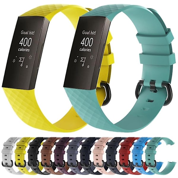 Diamond Pattern Silikon Watch Band For Fitbit Charge 3 Small Size190*18mm Gray