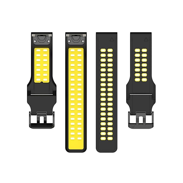 Rem til Garmin Descent G1/Coros Vertix 22Mm Quick Release Dobbelt Række Silikone Urrem Sort Gul