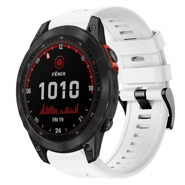 För Garmin Fenix ​​7 Solar Metal Spänne Enfärgad Silikon Watch Band White