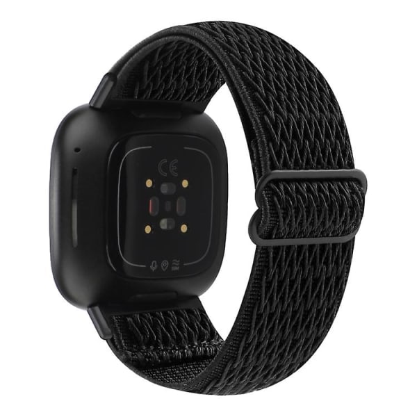 For Fitbit Versa 4 / Sense 2 Universal Wave Nylon Watch Band Black